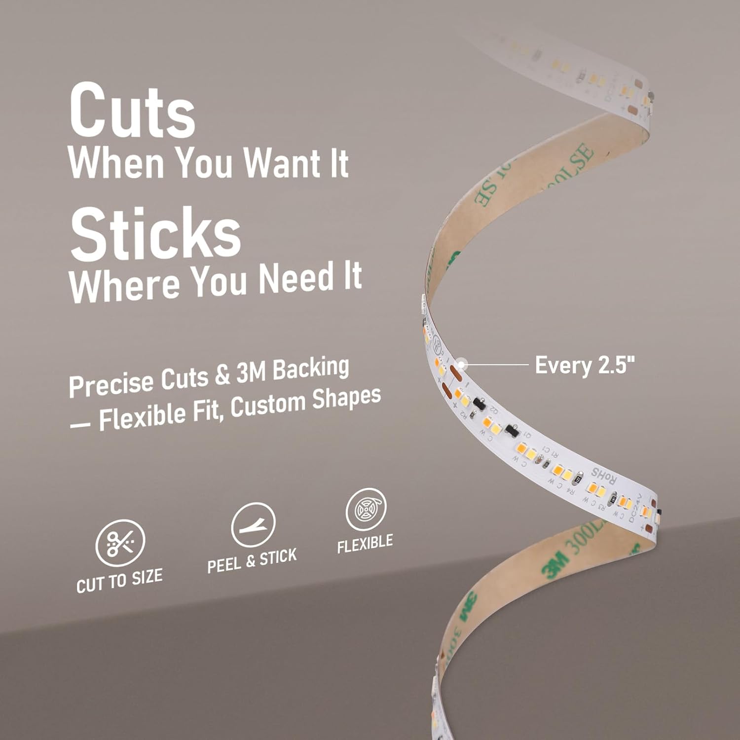 LEONLITE Warm Dim LED Tape Light, 16.4ft, UL Listed