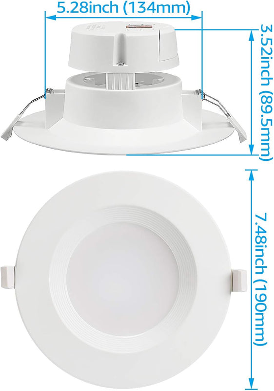 Classic 6" Glare-free Canless LED Recessed Light - 9W Dimmable with Baffle Trim