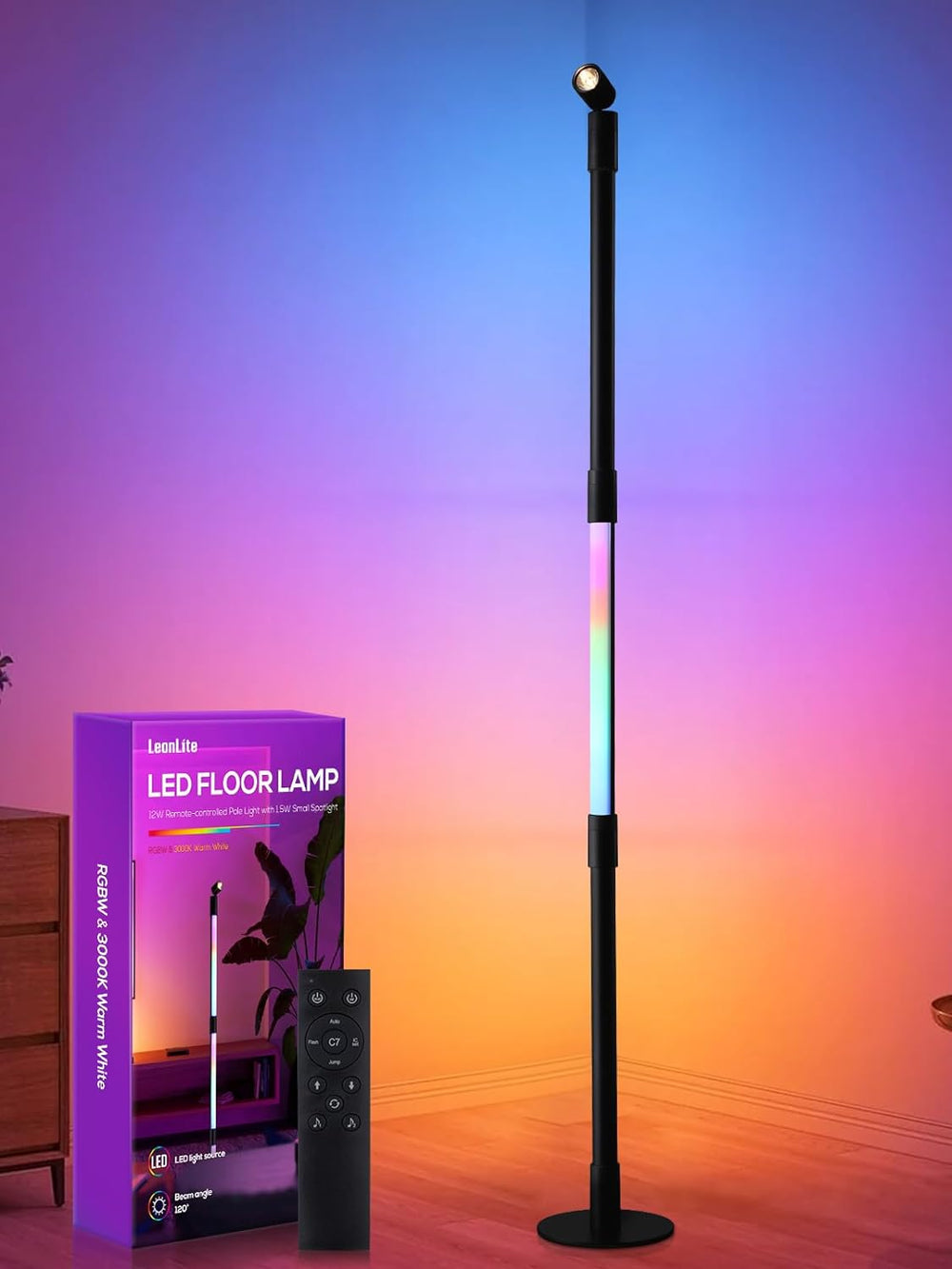 LED Corner Floor Lamp with Spotlight