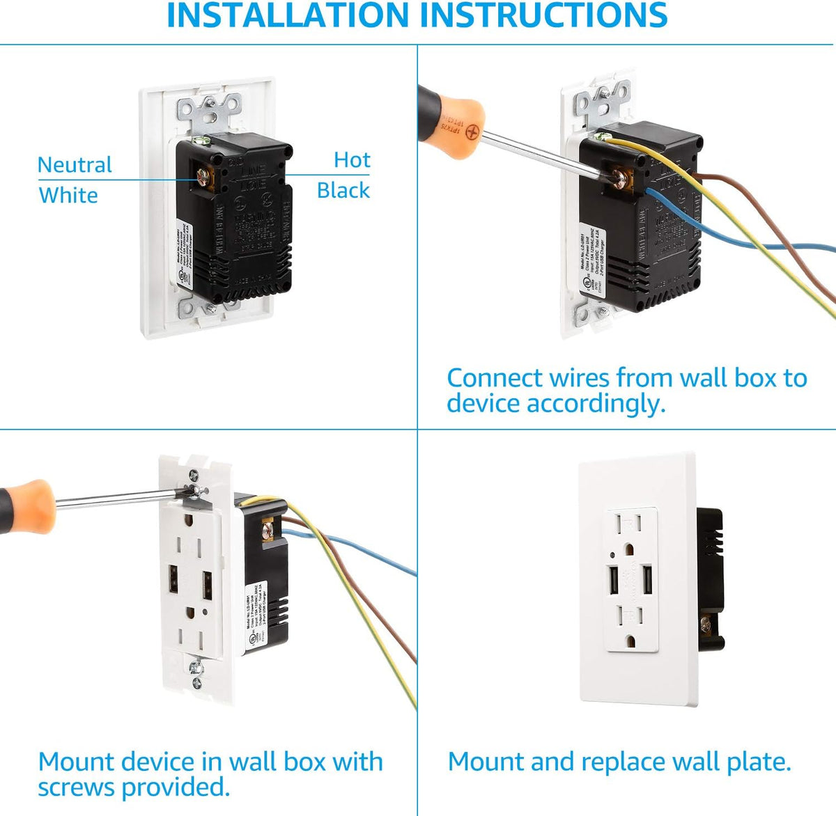 TORCHSTAR 15A Outlet with Dual 4.2A USB Charging Port