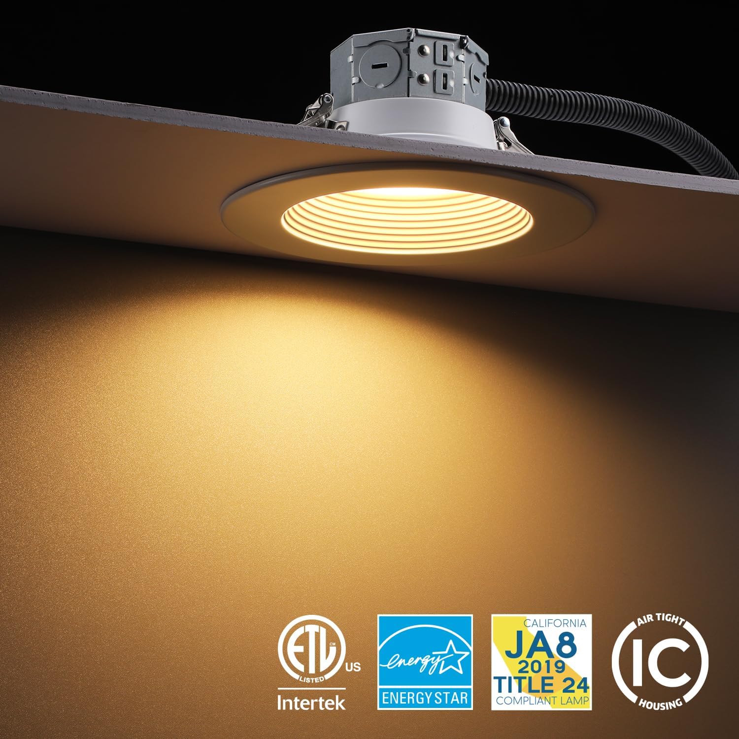 Bafflux 6" Glare-free LED Recessed Light - 15W Dimmable with Baffle Trim