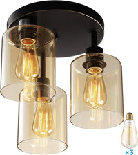 TriLumina Ceiling Fixtures - Amber Glass w/ CrystalEra ST64 LED Bulbs