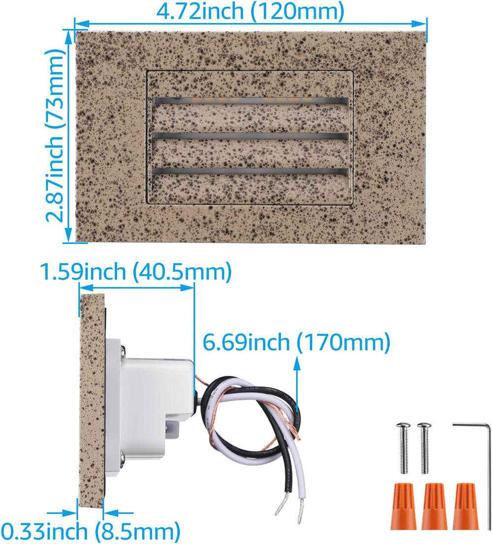 TORCHSTAR 120V LED Step Lights - Louvered Anti-Glare Design - 5W - 3CCT - marbled greige