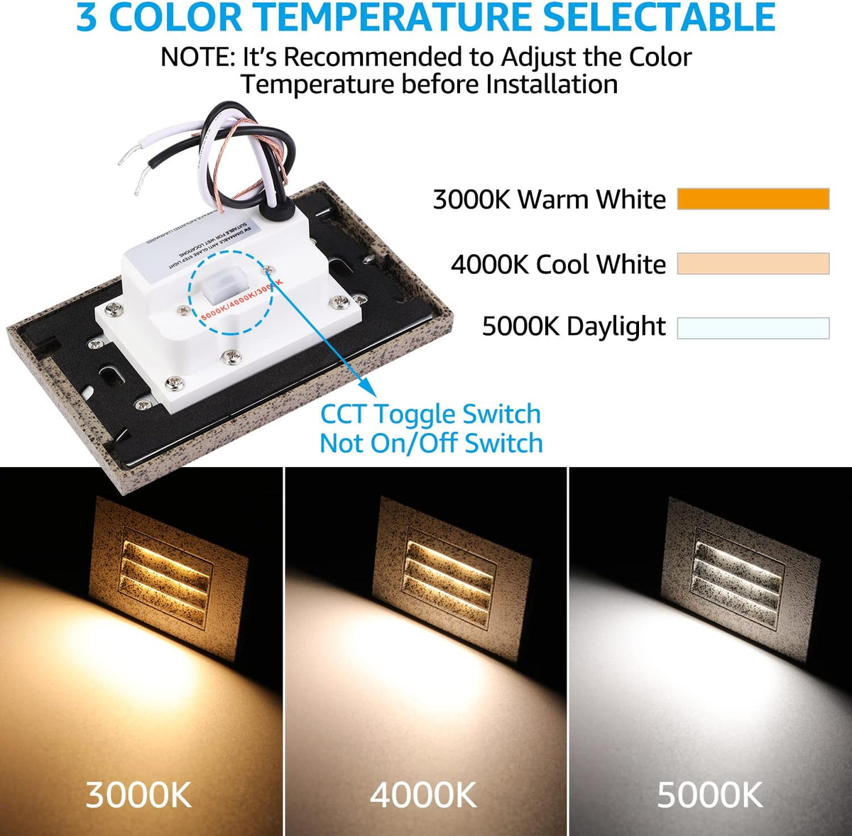 Torchstar TORCHSTAR 120V LED Step Lights - Louvered Anti-Glare Design - 5W - 3CC ...