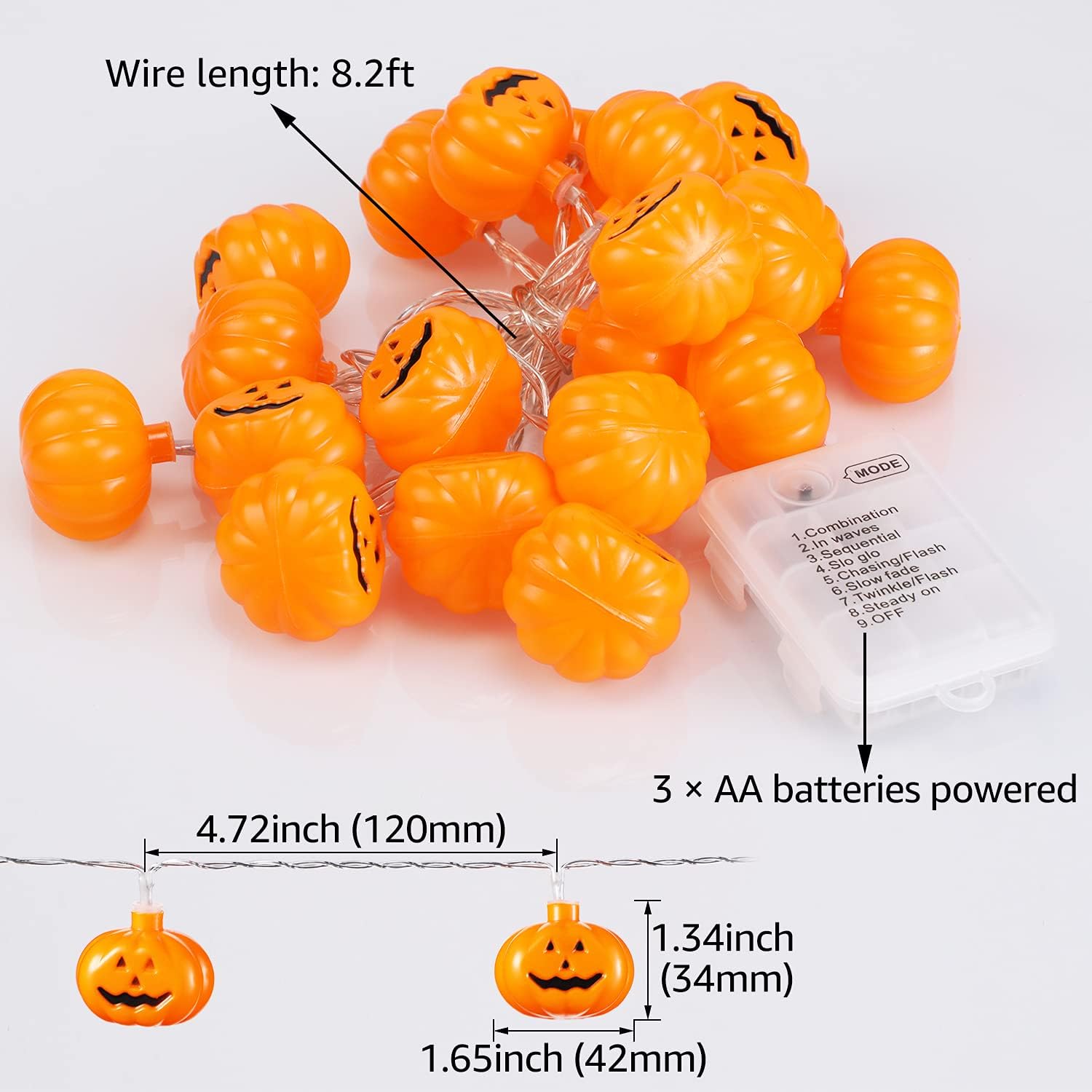 WispWonders Halloween Pumpkin Head Battery Powered