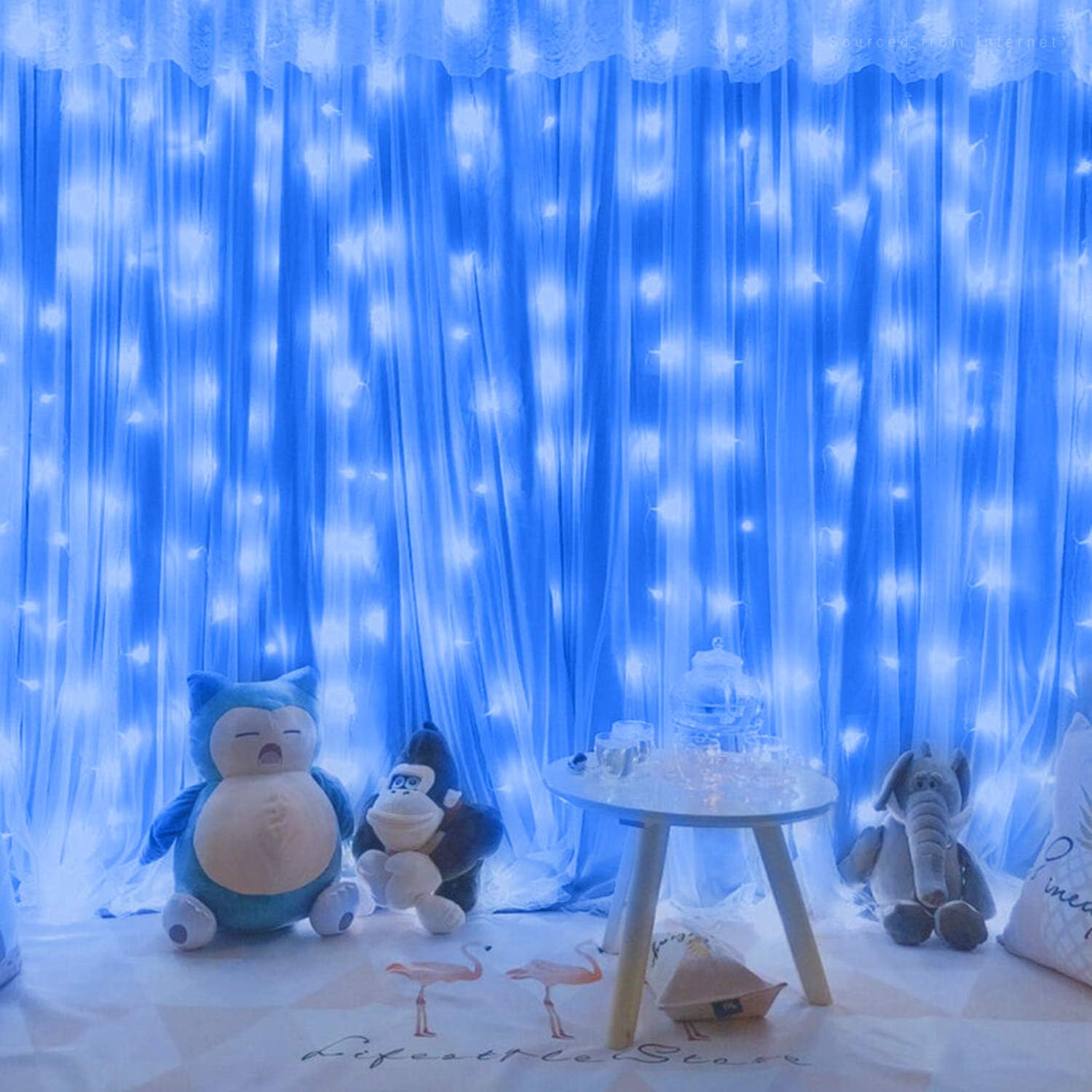 StellarCascade Ice Blue Curtain Lights
