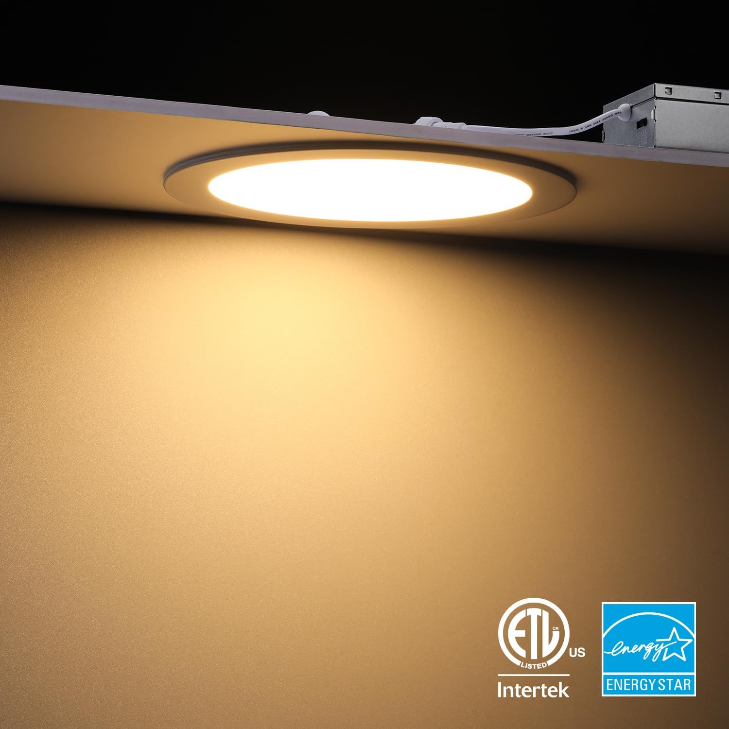 SlimPanel+ 8" Ultra-thin Canless LED Recessed Light - SDL 18W Dimmable 1/2" Thick