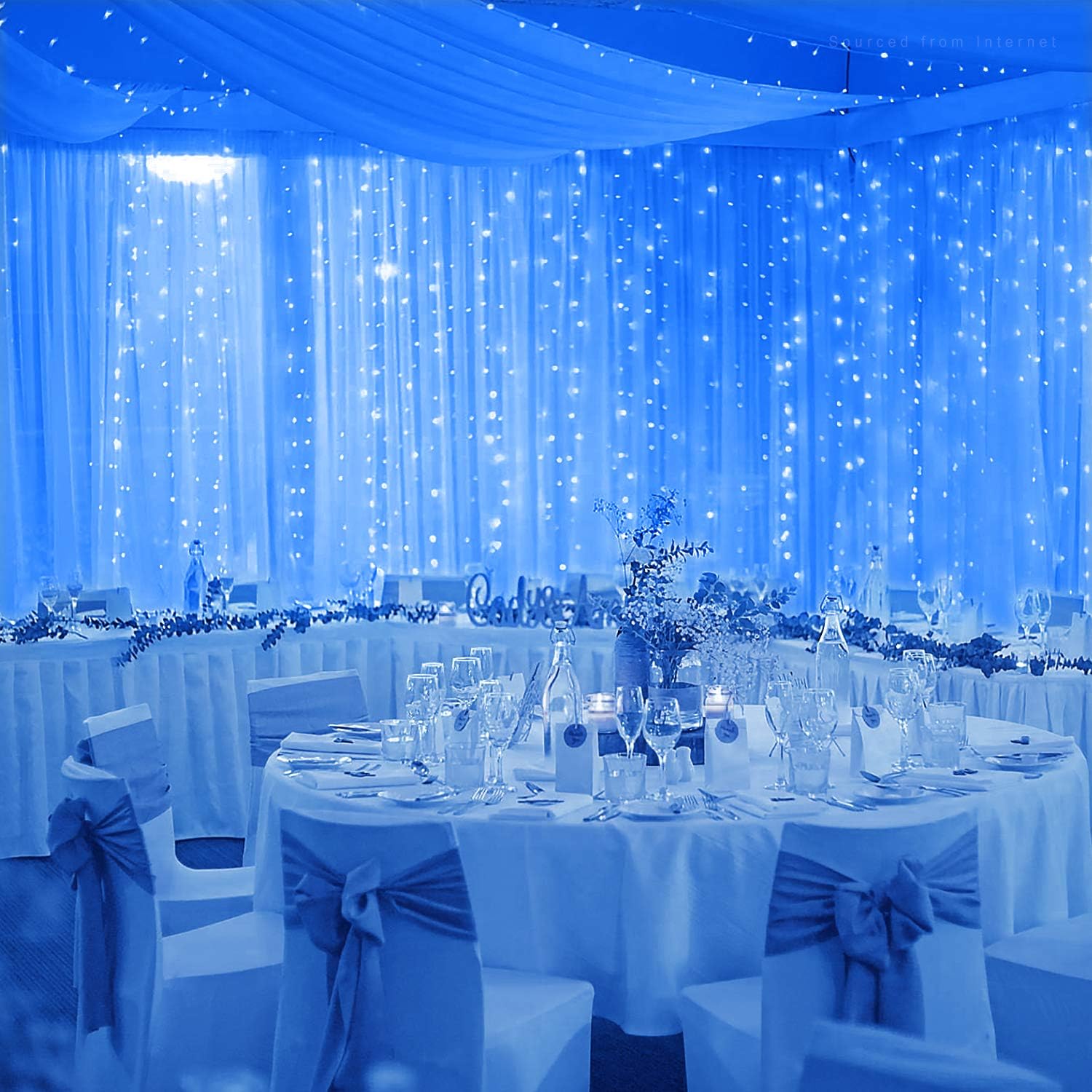 StellarCascade Ice Blue Curtain Lights