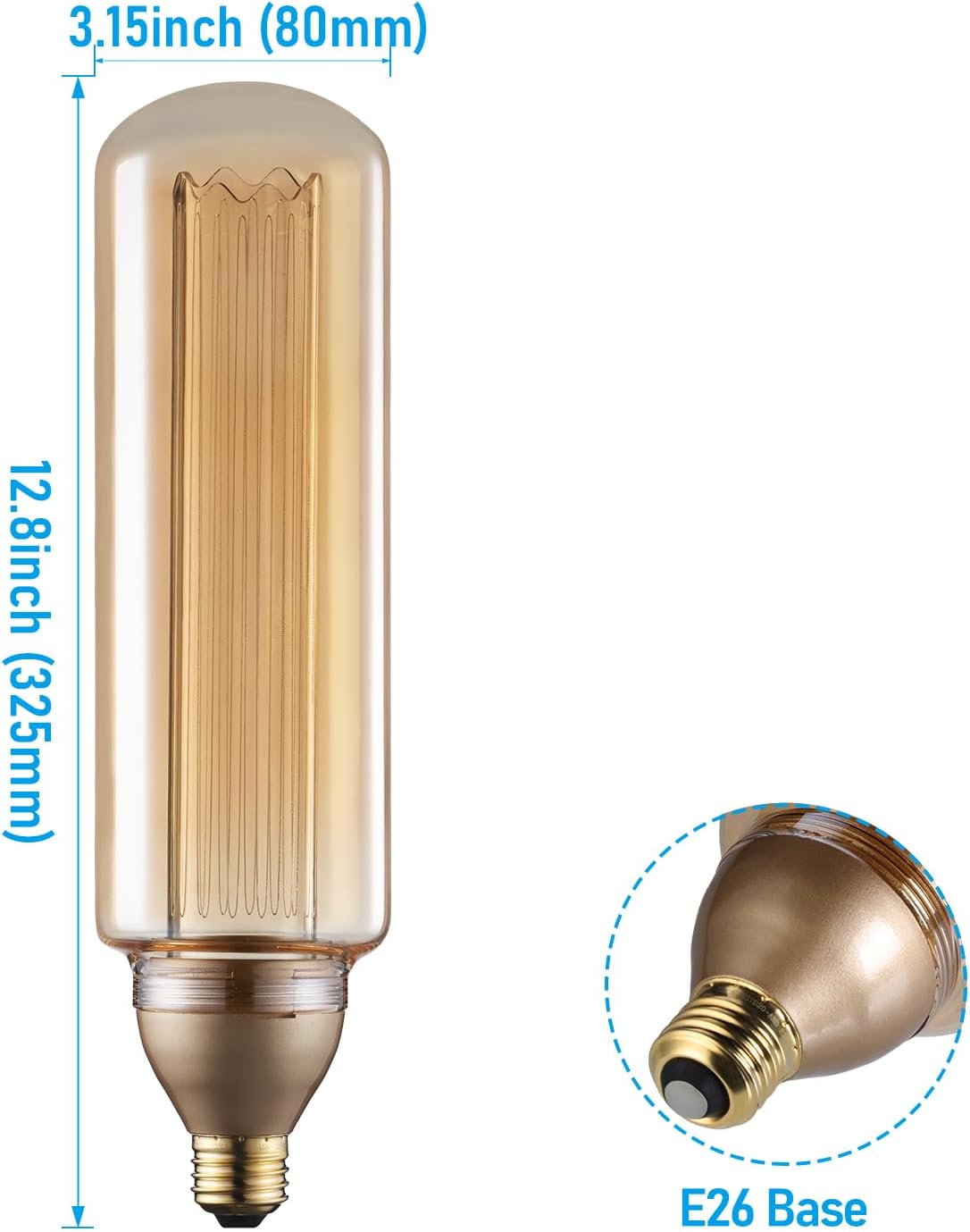 TORCHSTAR LED T25 Tubular Decorative Light Bulb - 3.5W - 2000K Amber