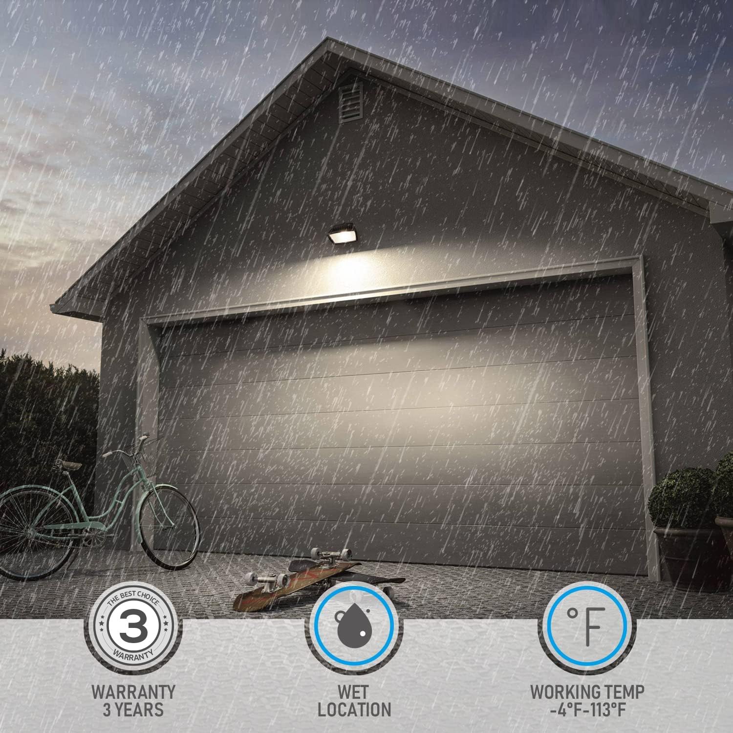 TORCHSTAR® LED Dusk to Dawn Security Light, Outdoor Flood Light - 3CCT