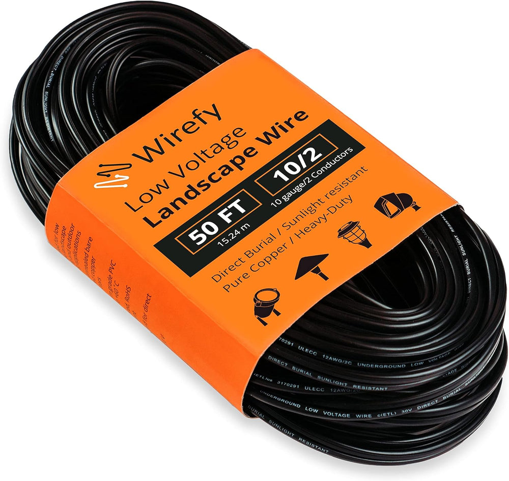 Wirefy Multi-size Low Voltage Landscape Lighting Wire - Outdoor Direct Burial -  Certified Compatible