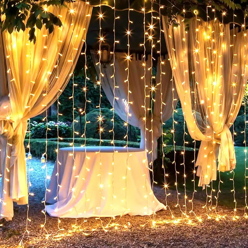 StellarCascade Warm White Curtain Lights