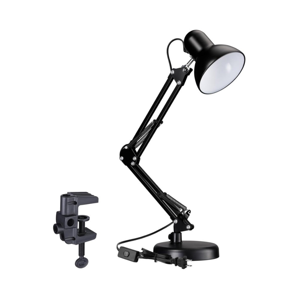 Metal Swing Arm Architect Desk Lamp with Clamp - Black