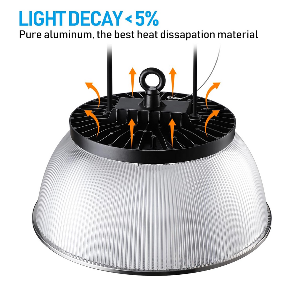 SkyForge150S Slim LED High Bay Light Fixture with Shade