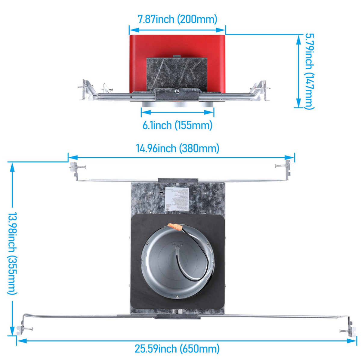 FlameGuard™ New Construction 6" Fire-rated Recessed Light Housing - TP24 Connector Tested w/ UL263 ASTME119 CAN ULC S101