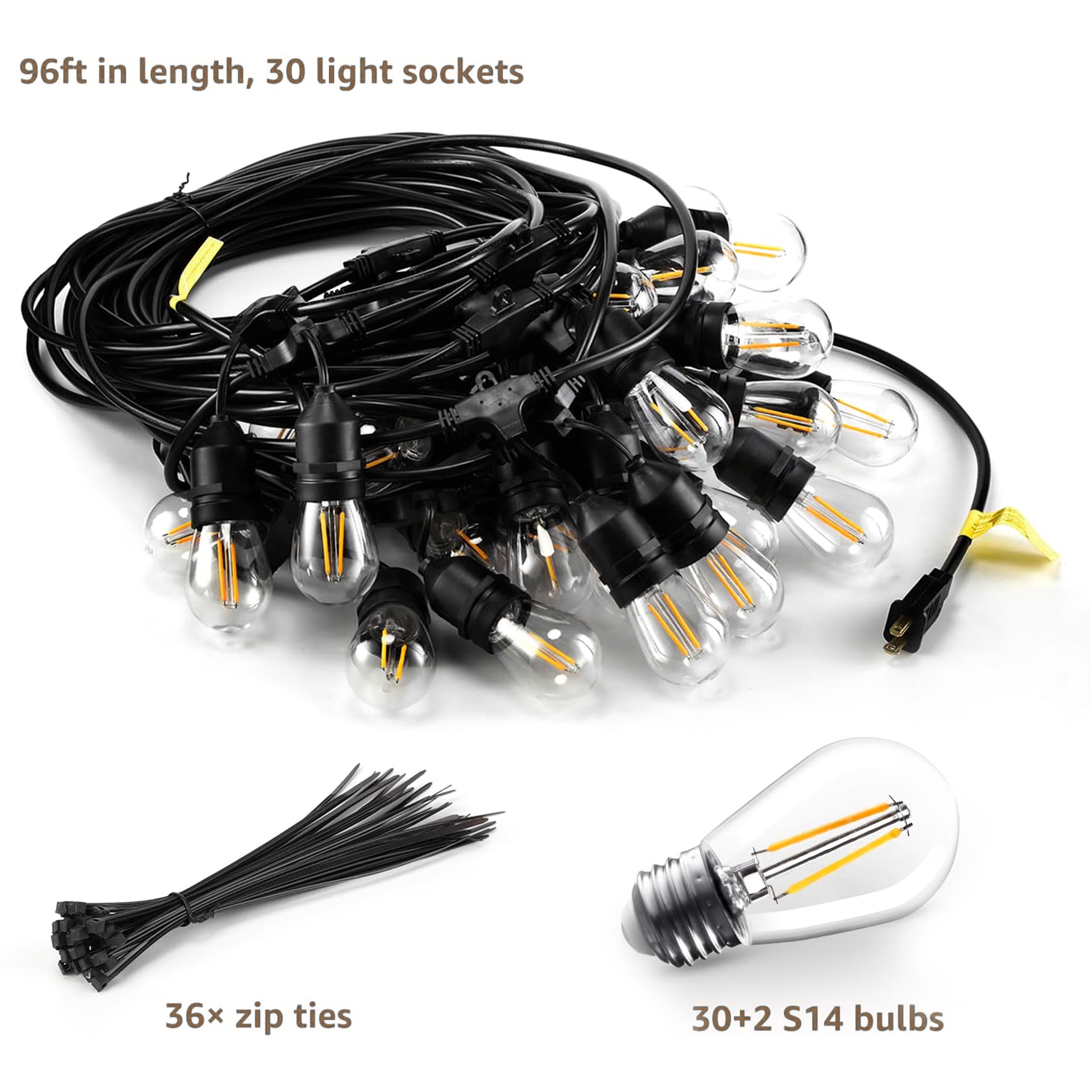 Pro LED Warm White Outdoor String Light - 96 Feet 30 Lights