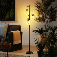 AmberAura Tri-heads Floor Lamp - Filament Bulbs Included