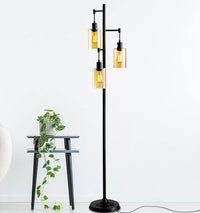 AmberAura Tri-heads Floor Lamp - Filament Bulbs Included