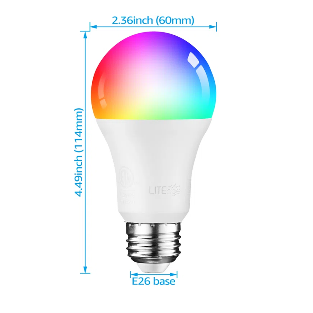 LITEdge Smart 9W A19 LED Bulb - Google Home & Alexa Compatible