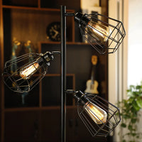 IronCraft Tri-heads Rustic Floor Lamp - Filament Bulbs Included