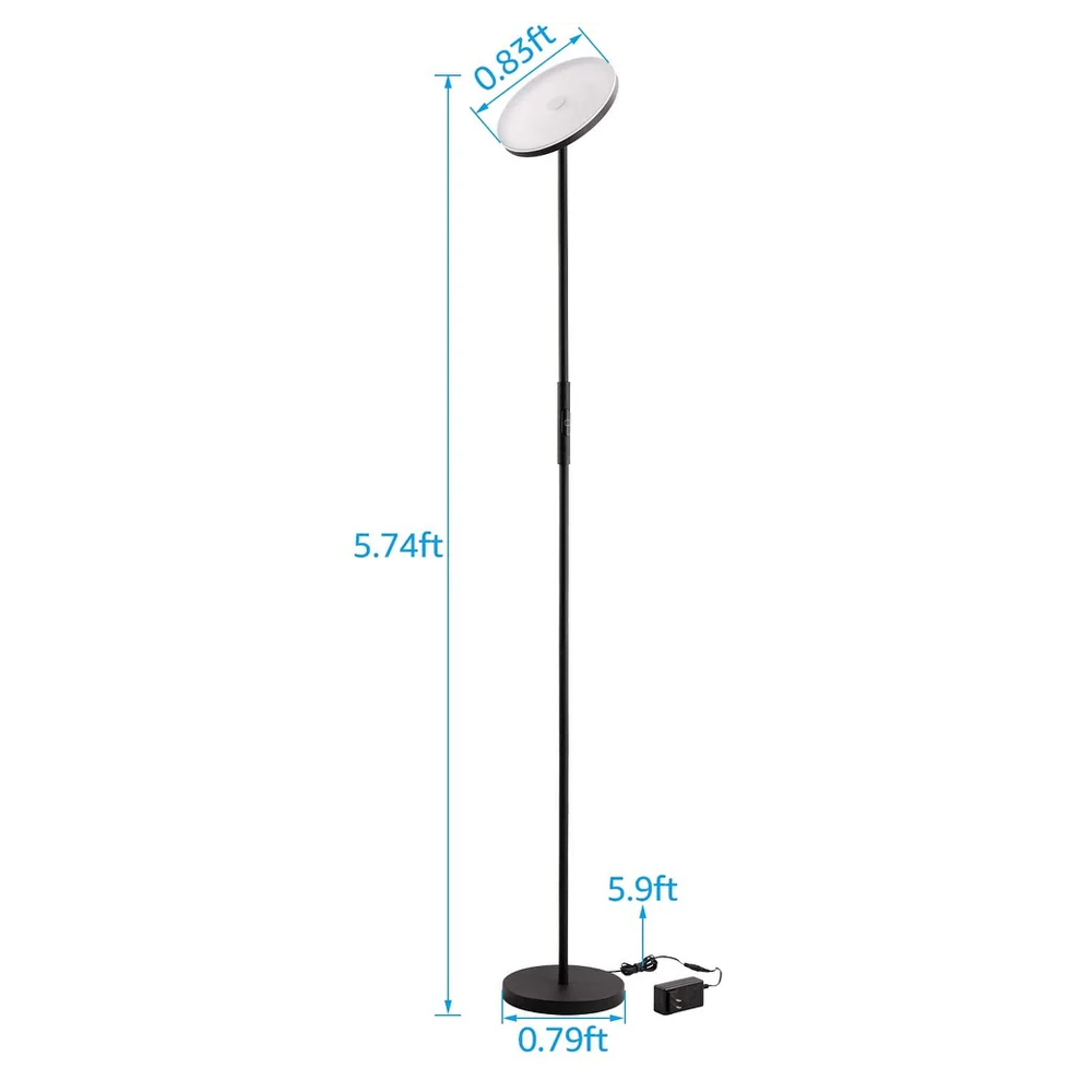 NoirBrite+ Modern Touch Torchiere - 30W LED - Adjustable CCT