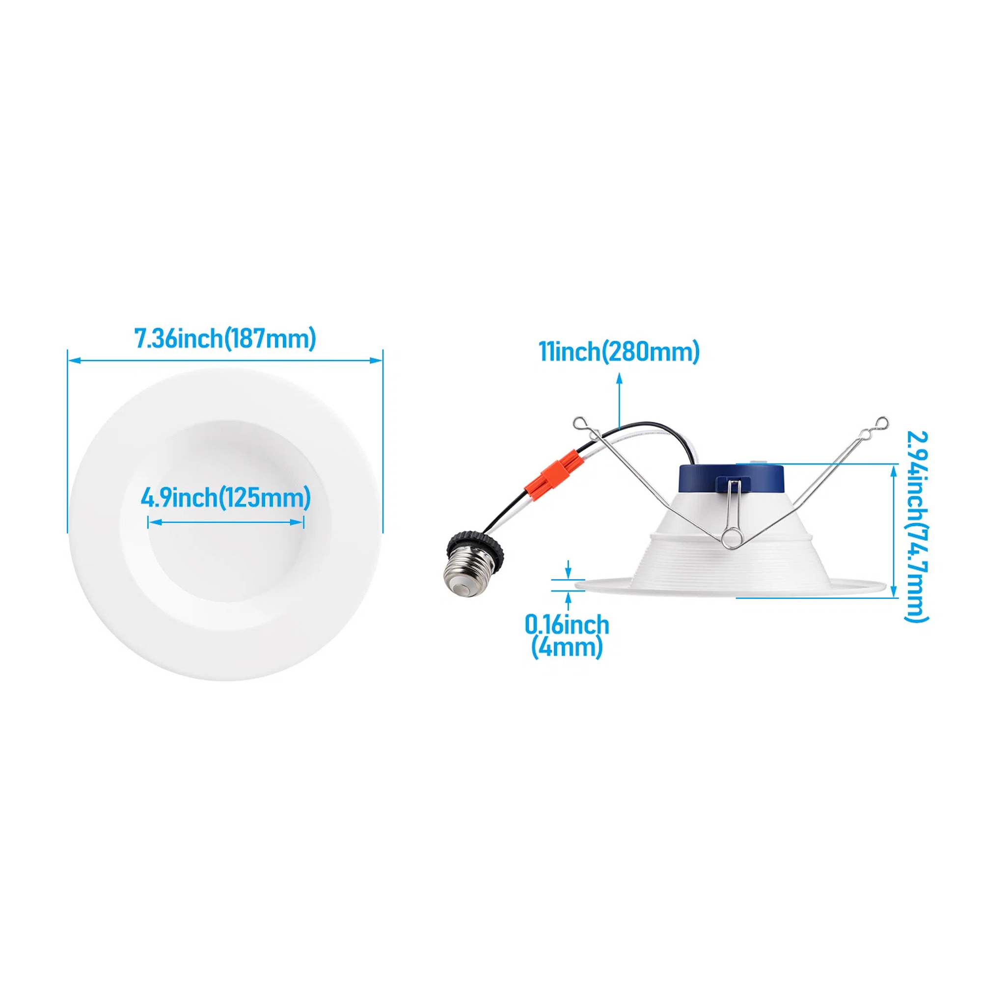 Baffit 6" Glare-free Retrofit LED Recessed Light - 15W Dimmable with Baffle Trim