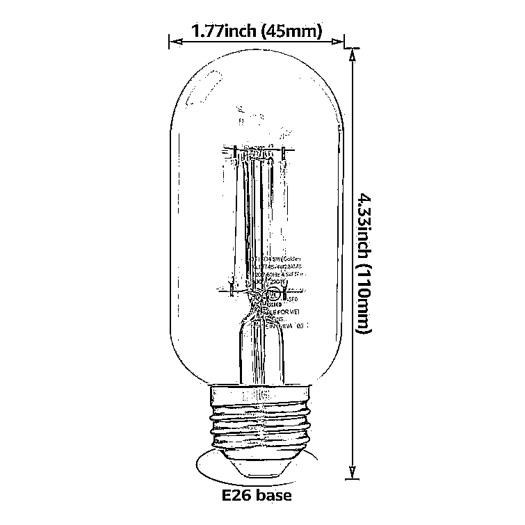 GoldenEra 4W T45 LED Vintage Bulbs - E26 Base - 2200K Amber Warm