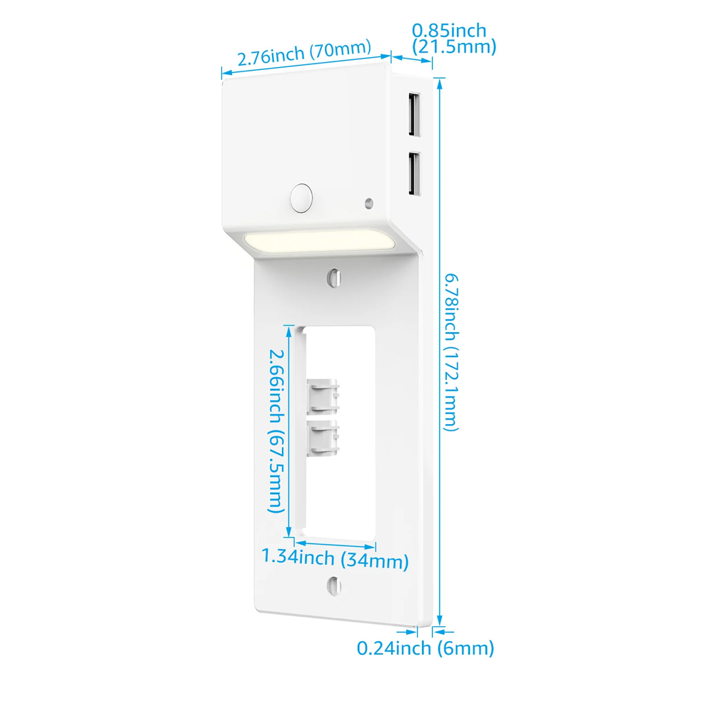 Easy-Install Outlet Phone Mount - 2 USB and Night Lights Included