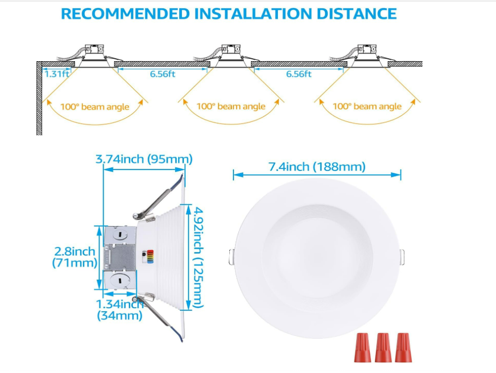 Bafflux 6" Glare-free LED Recessed Light - 15W Dimmable with Baffle Trim