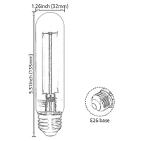 CrystalEra 4W T10 LED Vintage Bulbs - E12 Base - 2700K Soft White