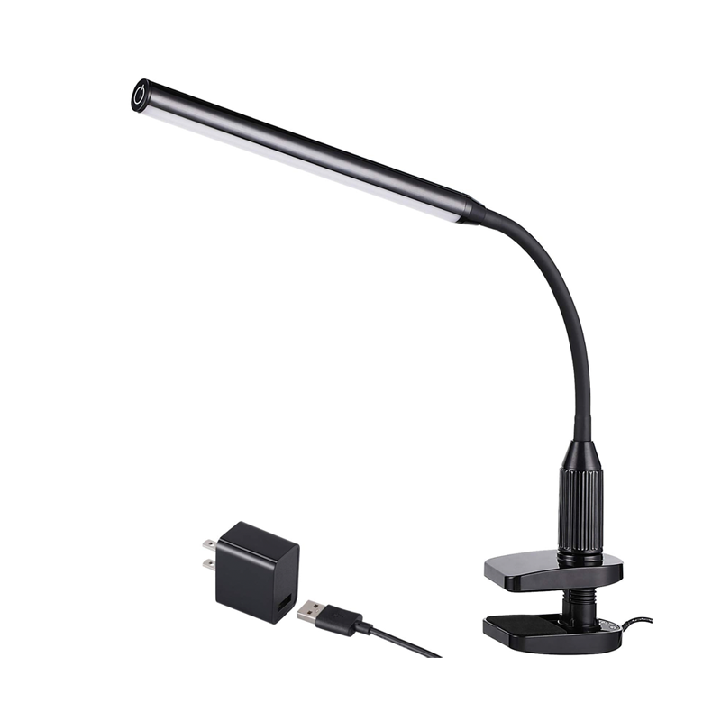 GripGlow Flex 5W LED Clamp Lamp w/ USB Power Supply - Piano Noir Black