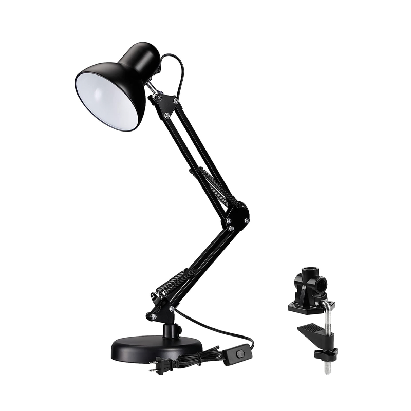 FlexiShade Retro Style Swing Arm Desk Lamp - E26 Base - Matte Black