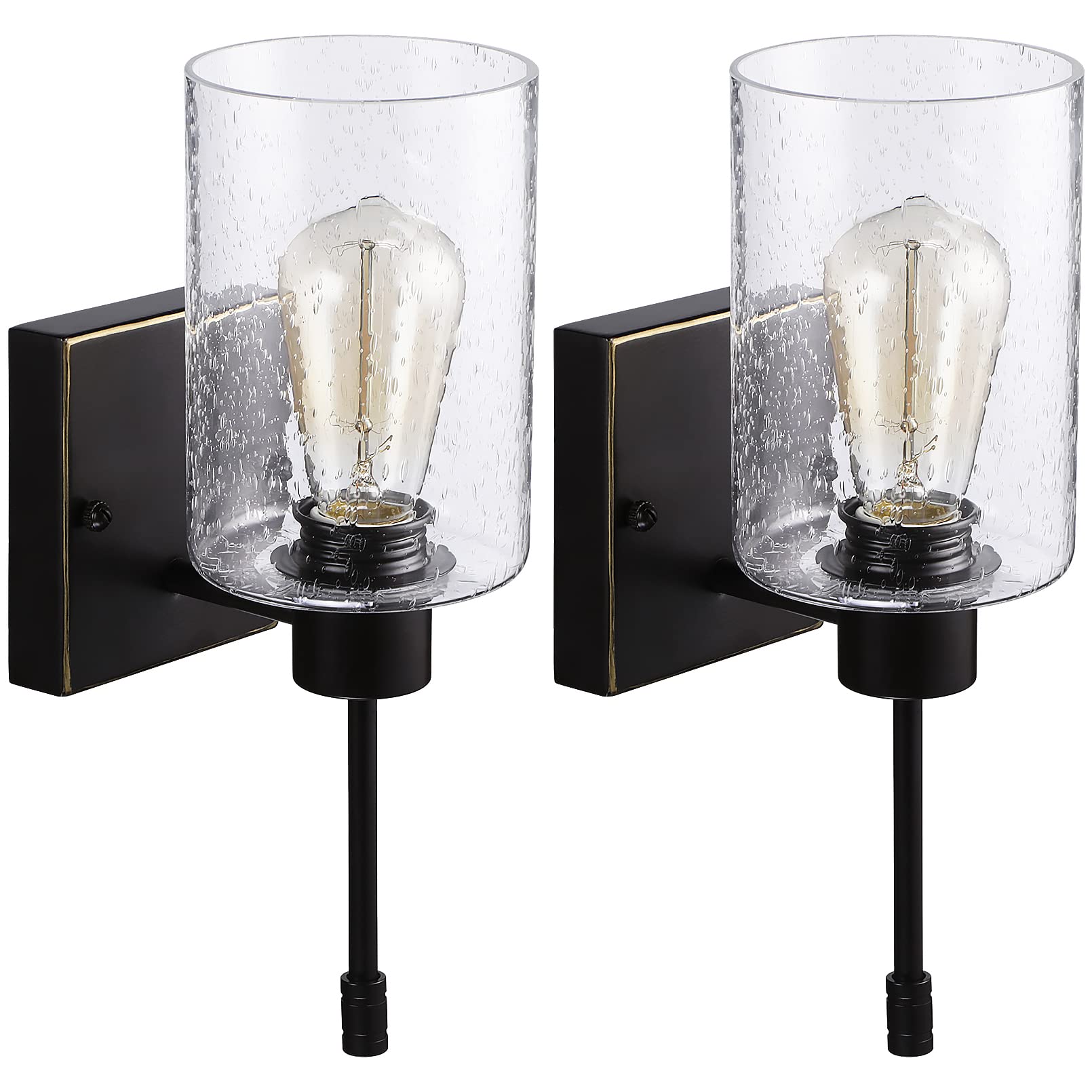 RetroRadiant Gold Brass Wall Beacons w/ Filament Bulbs - Pair