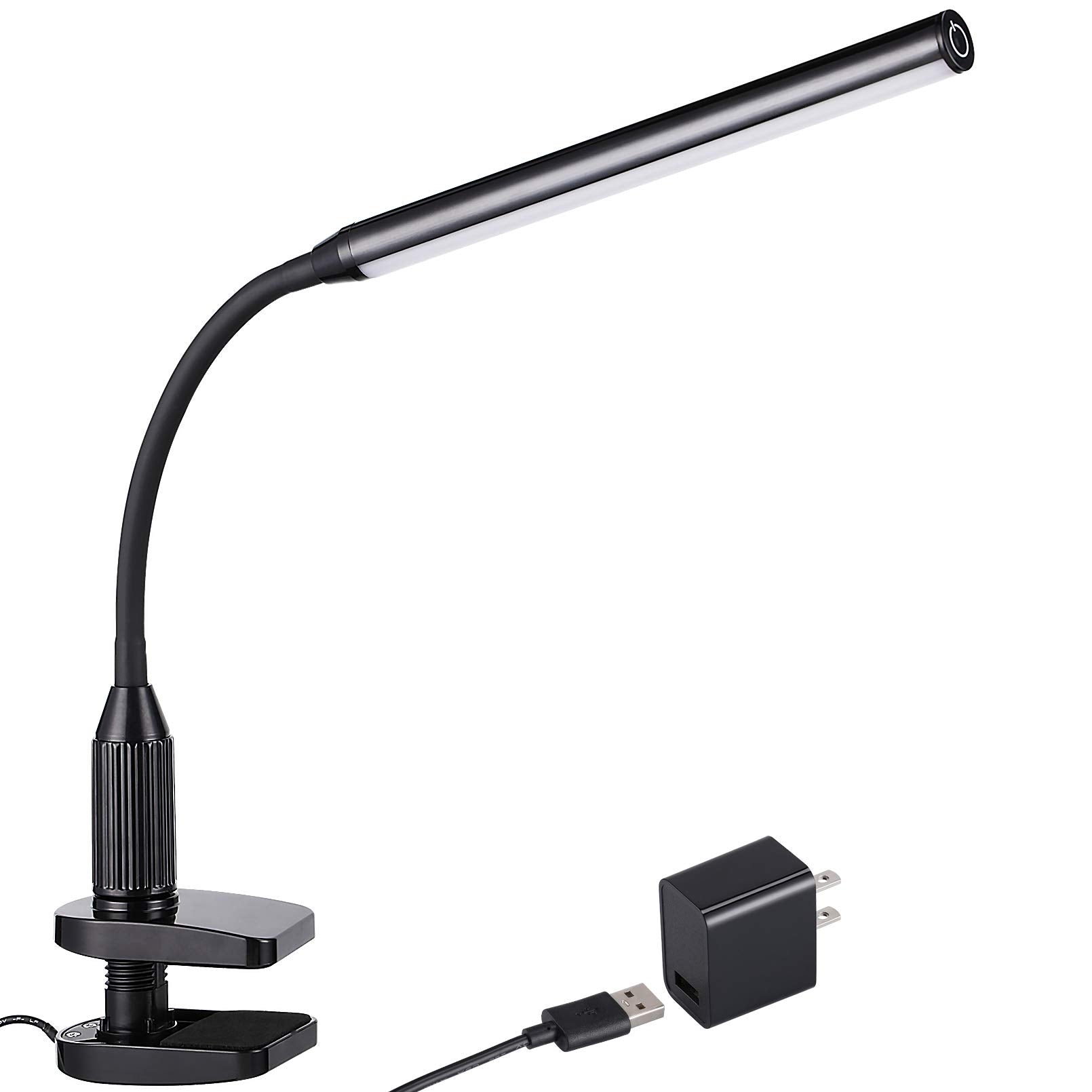 GripGlow Flex 5W LED Clamp Lamp w/ USB Power Supply - Piano Noir Black
