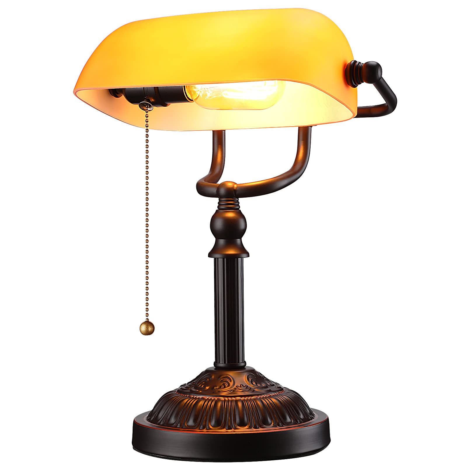 EraEclat Amber Banker's Lamp - E26 Base