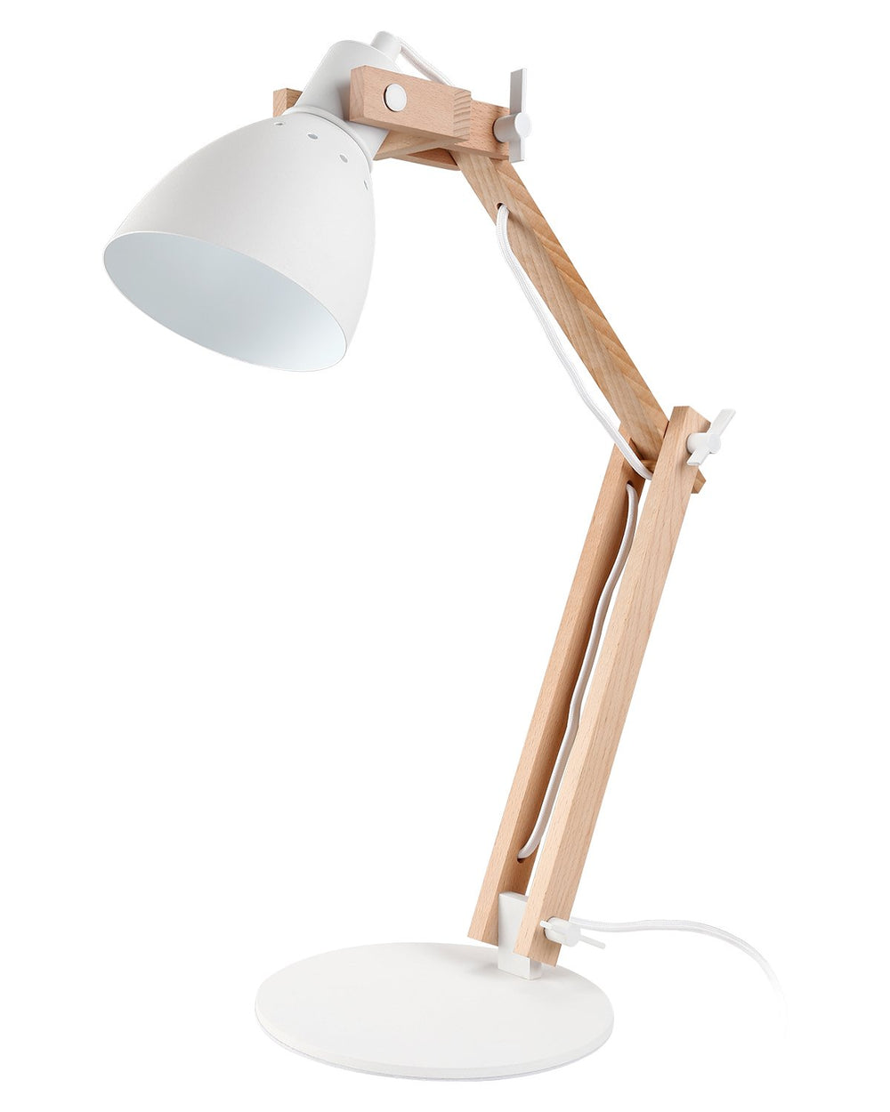 TimberFlex Walnut LED Swing Arm Desk Lamp - 5W Intergrated LED - Walnut & Matt White