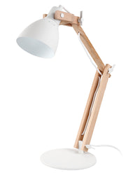 TimberFlex Walnut LED Swing Arm Desk Lamp - 5W Intergrated LED - Walnut & Matt White