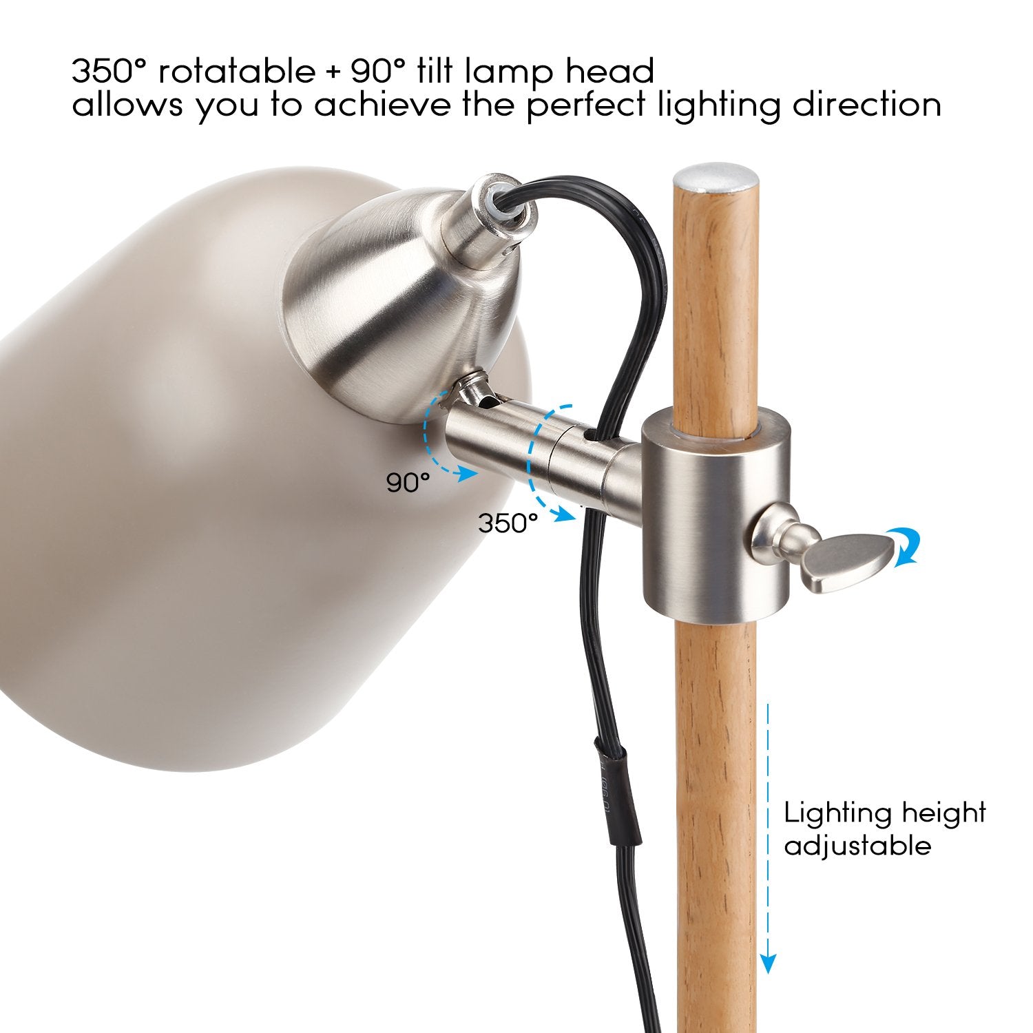 PivotBark Stylish Gray Stell Table Lamp - E12 Base