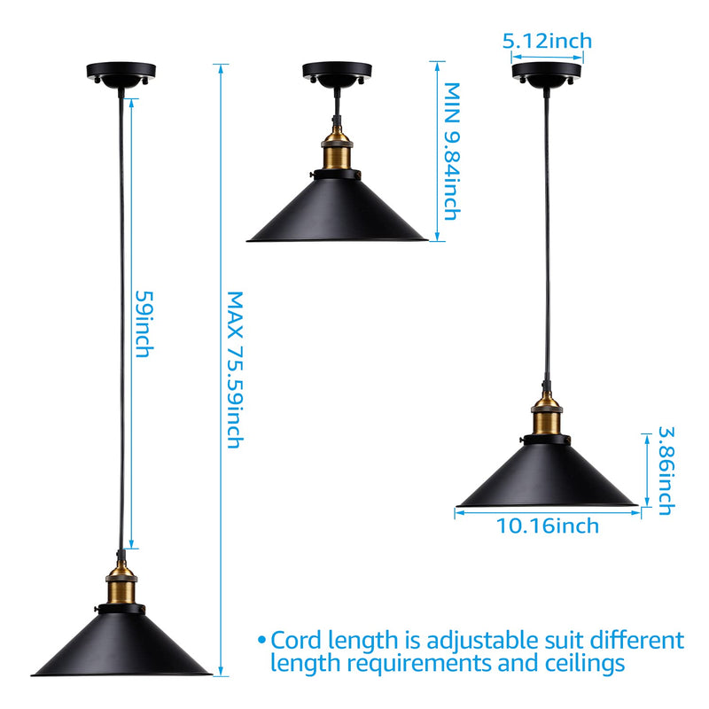 ArtisanCraft Vintage Hanging Pendant - Matt Black