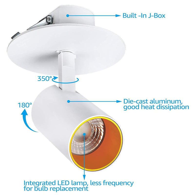 ClipSpot Recessed LED Spot Light - White - 12W - Single CCT