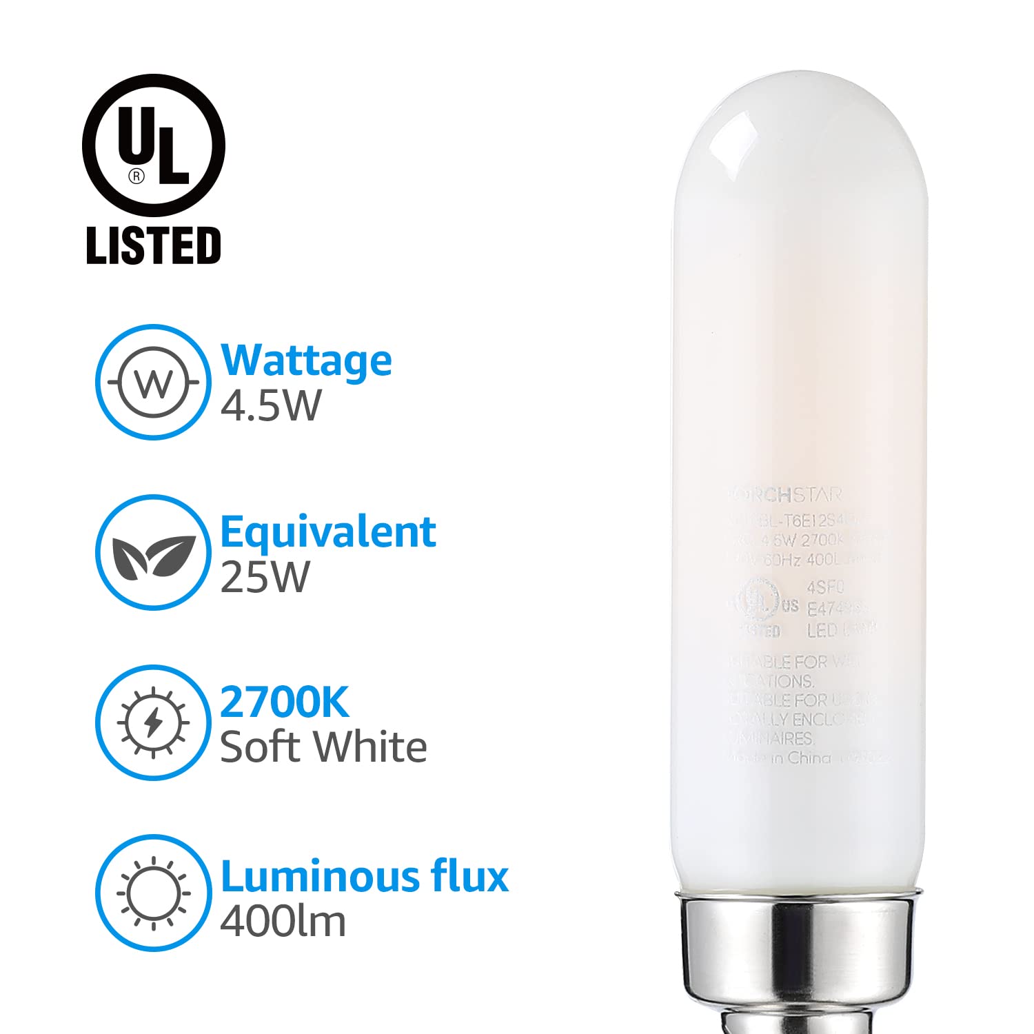 FrostedEra 4.5W T6 LED Vintage Bulbs - E12 Base - 2700K Soft White