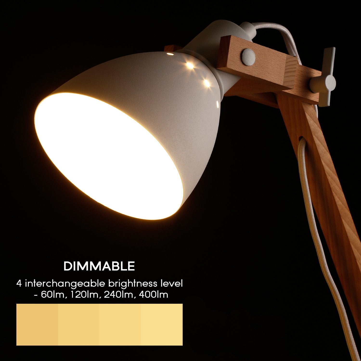 TimberFlex Walnut LED Swing Arm Desk Lamp - 5W Intergrated LED - Walnut & Matt White