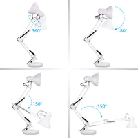 FlexiShade Retro Style Swing Arm Desk Lamp - E26 Base - Milky White