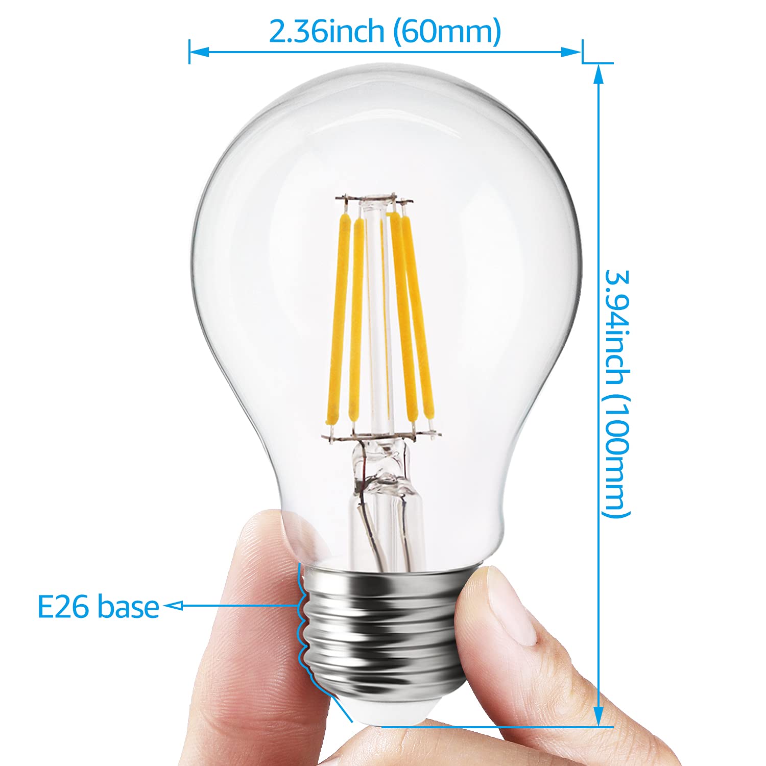 Classic 4.5W A19 LED Vintage Bulbs - E26 Base - 2700K Soft White
