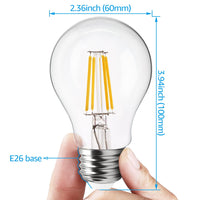 Classic 4.5W A19 LED Vintage Bulbs - E26 Base - 2700K Soft White