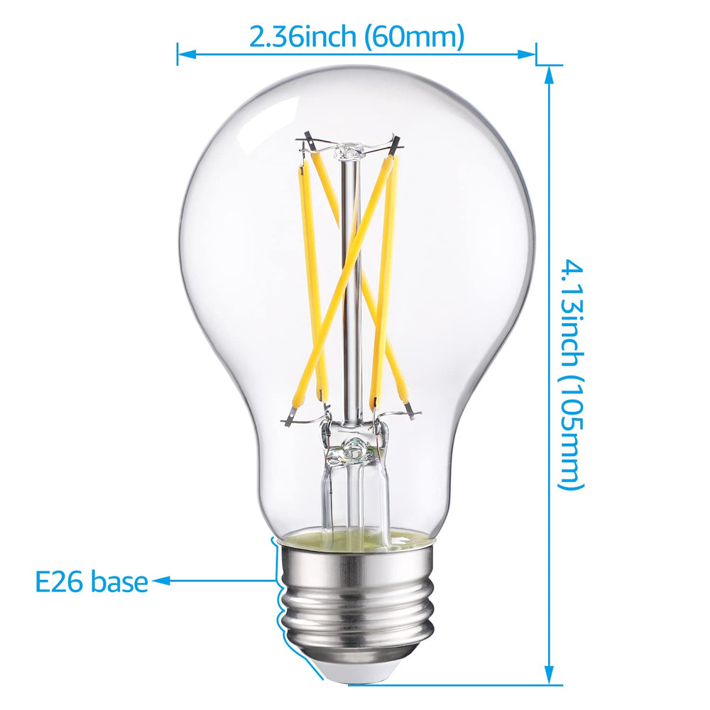 Classic+ 7W A19 LED Vintage Bulbs - E26 Base - 2700K Soft White