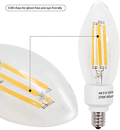 CrystalEra 4W C11 LED Chandelier Bulb - E12 Base - 2700K Soft White