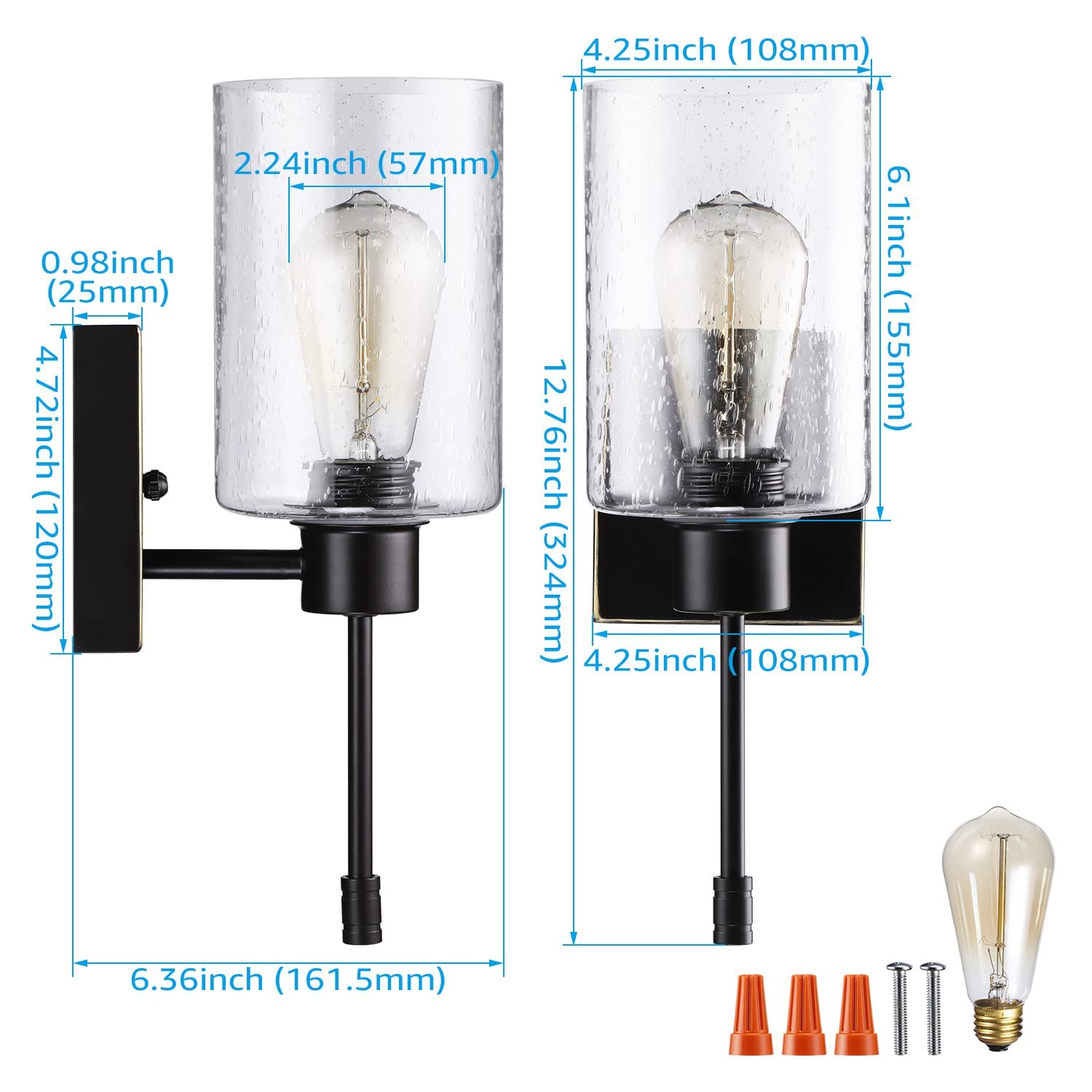 RetroRadiant Gold Brass Wall Beacons w/ Filament Bulbs - Pair