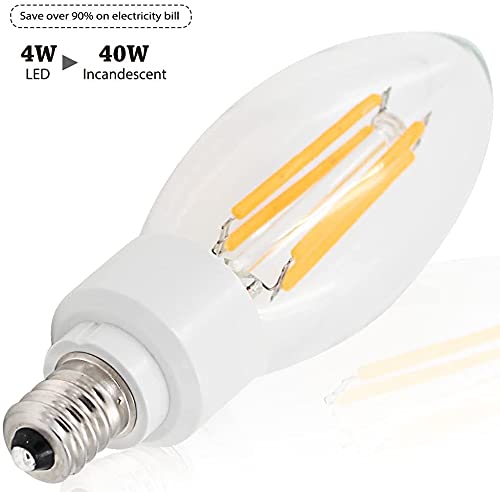 CrystalEra 4W C11 LED Chandelier Bulb - E12 Base - 2700K Soft White