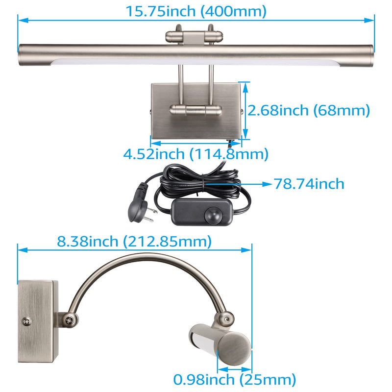 SignatureGlow+ Satin Nickel Picture Lights - Arc Arm - Adjustable CCT